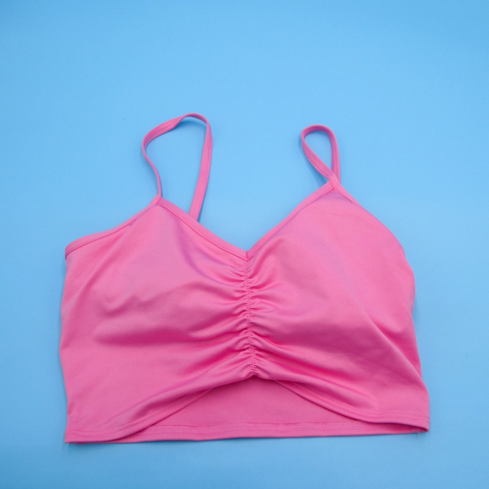 PINK Active Sports Bra Womens Small Ultimate Lightly Lined Pink Ruched Polyester